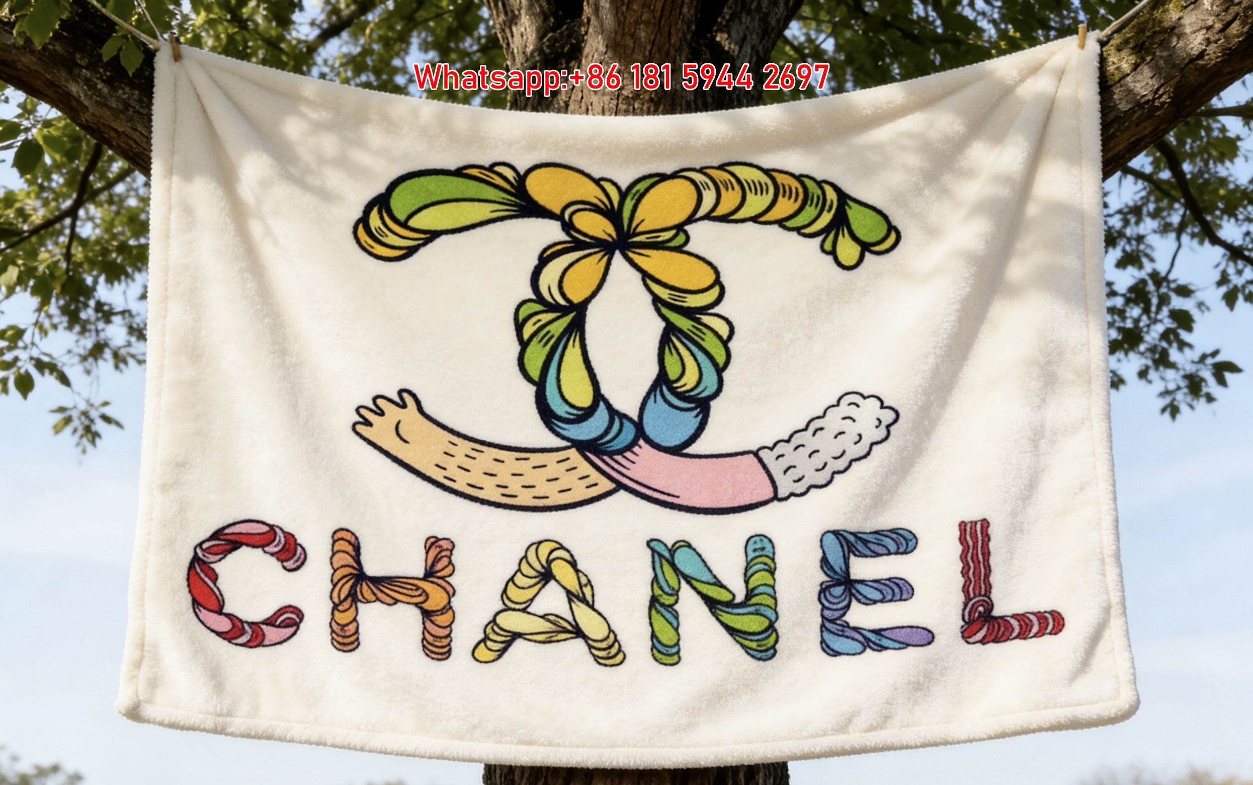 Chanel Luxury Twisted Doodle Print Flannel Throw Blanket IMG_6947